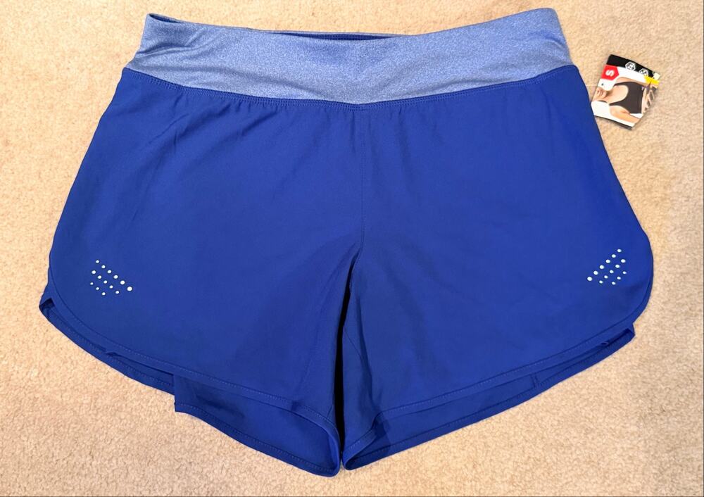 Avia Athletic Running Shorts Women Size S 4-6 Blue Indigo Essence Pocket Active